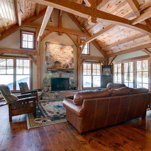 Custom Bucks County Arts & Crafts style home featuring Tufenkian carpet, Stickley Morris Chair, Stickley Morris Rocker and the Stickley Santa Fe Leather Sofa